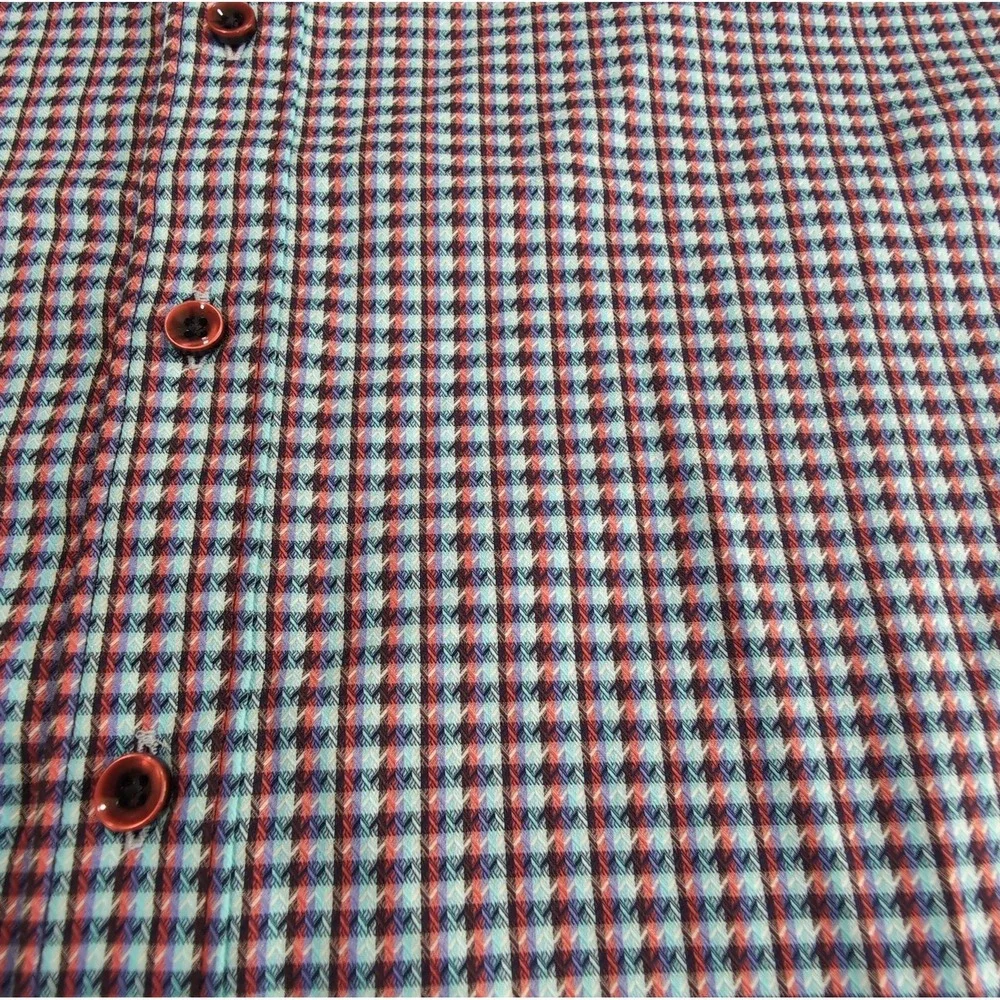 Robert Graham Long Sleeve Flip Cuff Shirt Mens L Classic Fit Check Floral